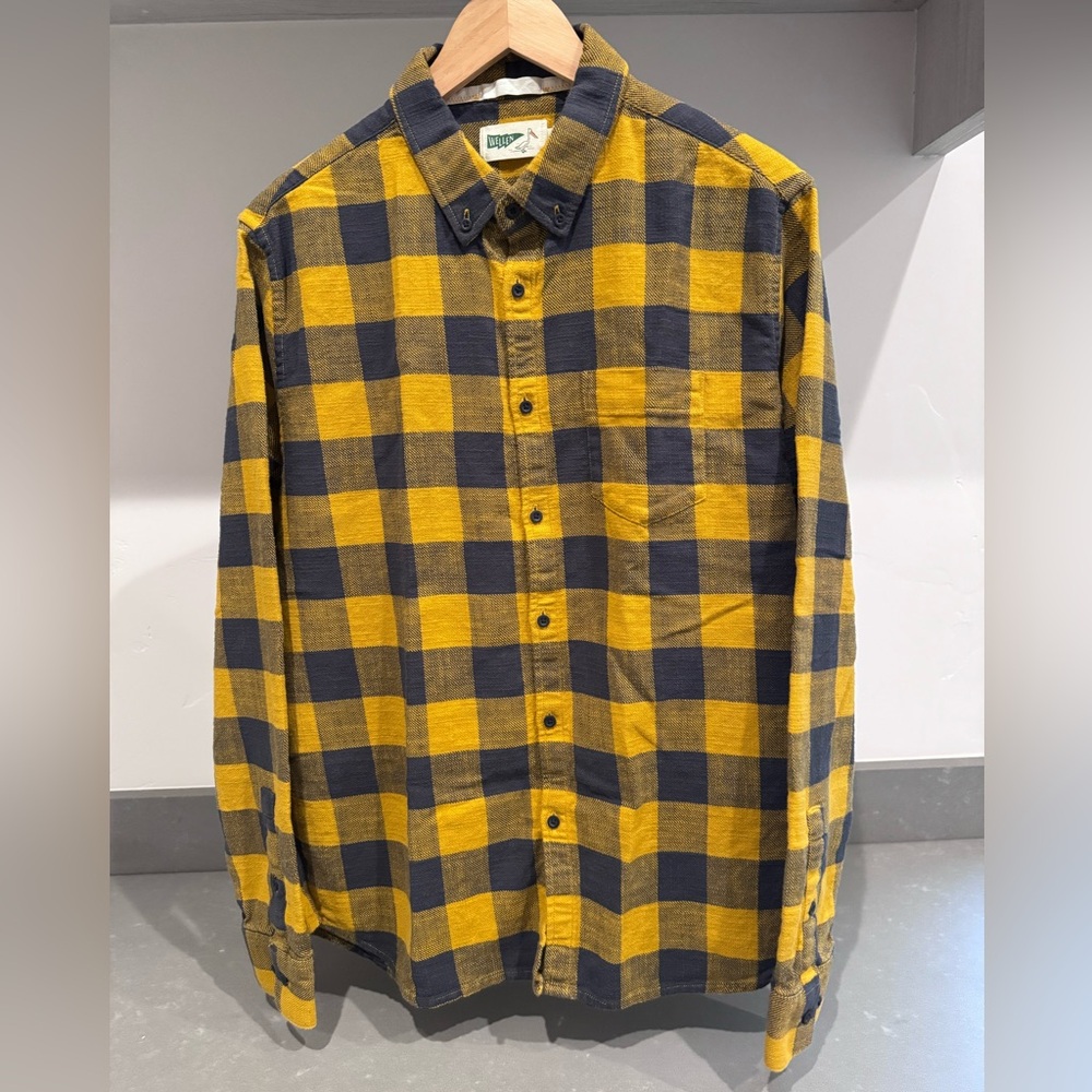 Wellen Men's Yellow & Dark Blue Buffalo Plaid Button-Down Shirt